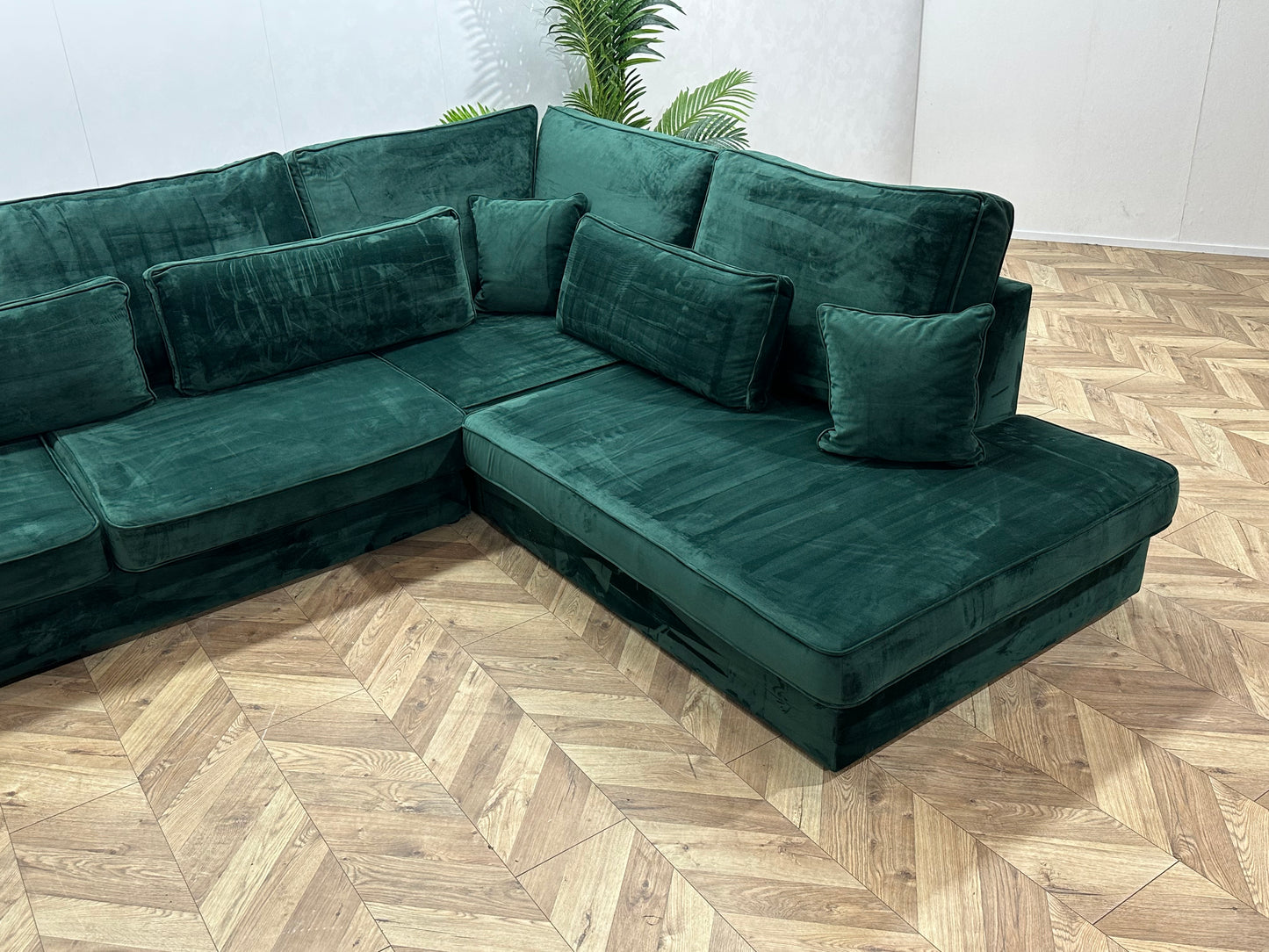 Groene Velvet Hoekbank ~ Nieuwstaat