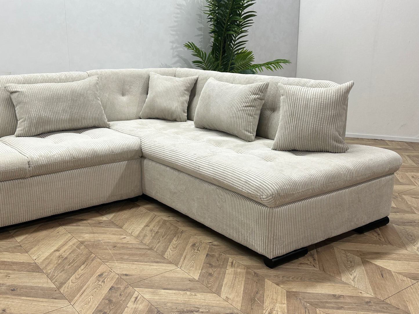 !Showroommodel! Witte/Crème Ribstof U Bank