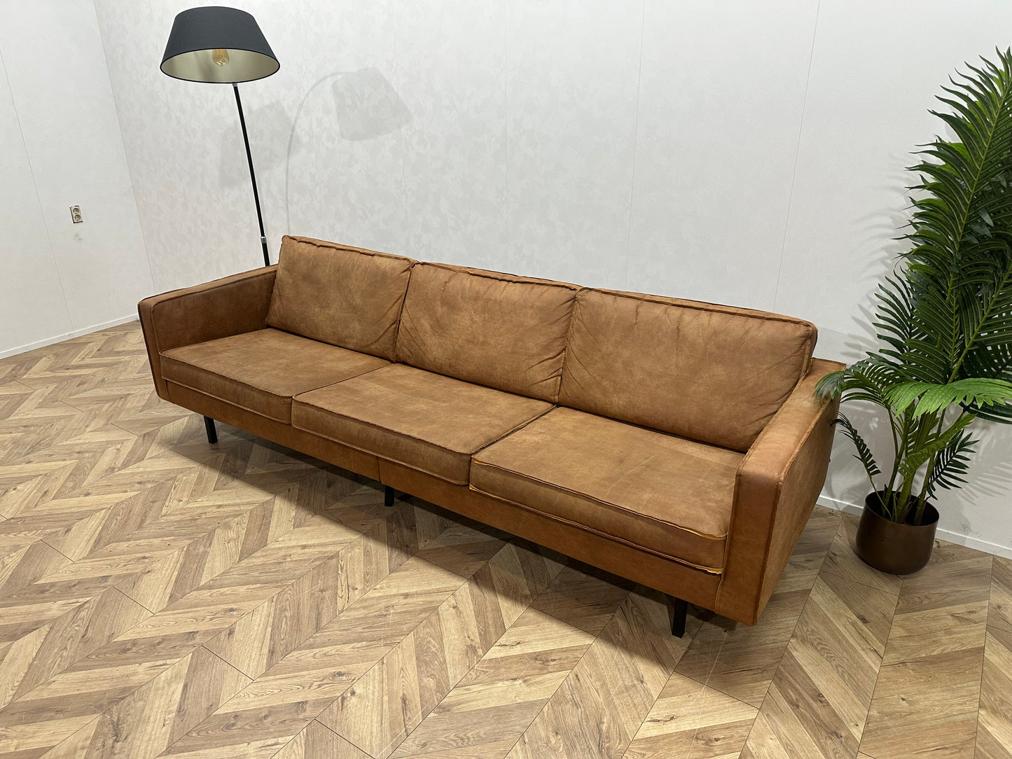 BePure Cognac Bruine Suède Lederen 3-Zita Bank Inc Hocker ~ Losse Kussens Met Afneembare Hoezen