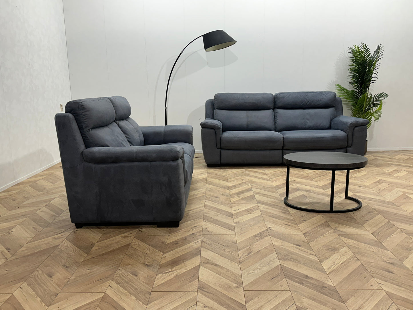 Blauwe Suède Stoffen Banken Set ~ Relaxfunctie