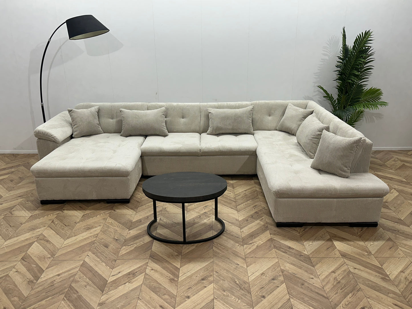 !Showroommodel! Witte/Crème Ribstof U Bank