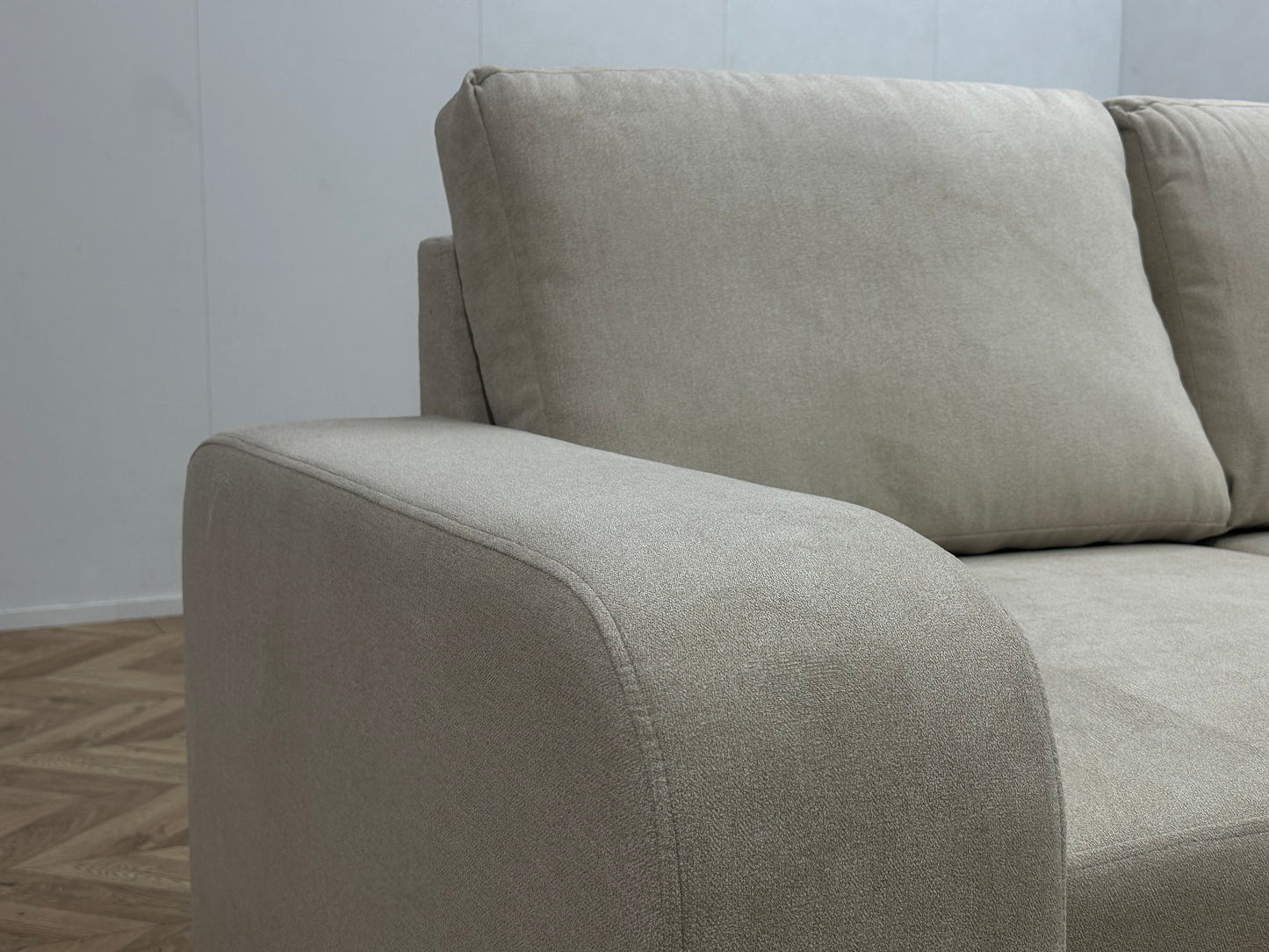 !Showroommodel! Crème Suède Stoffen U Bank