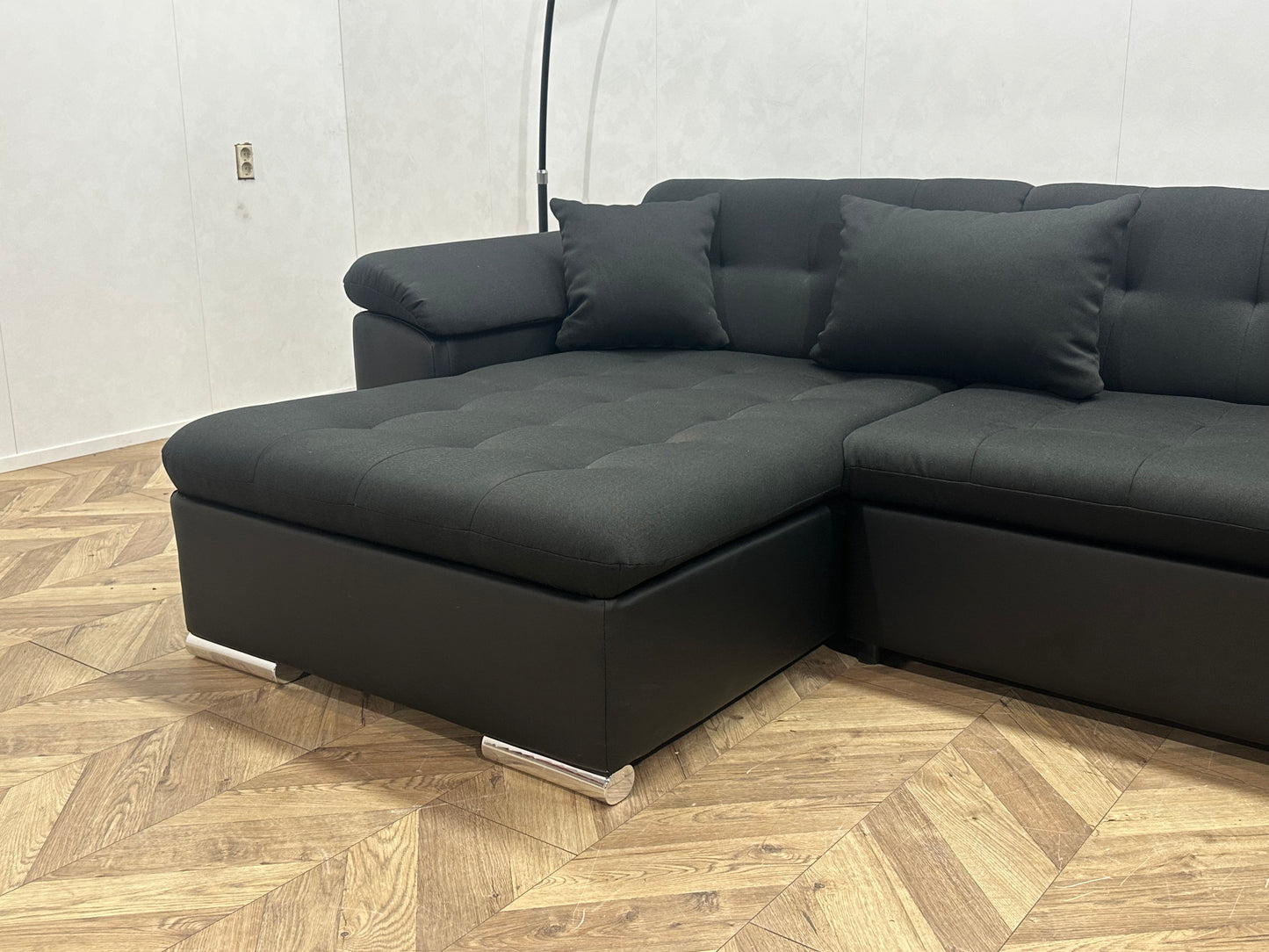 !Showroommodel! Antraciet/Zwarte Stoffen/Lederen U Bank