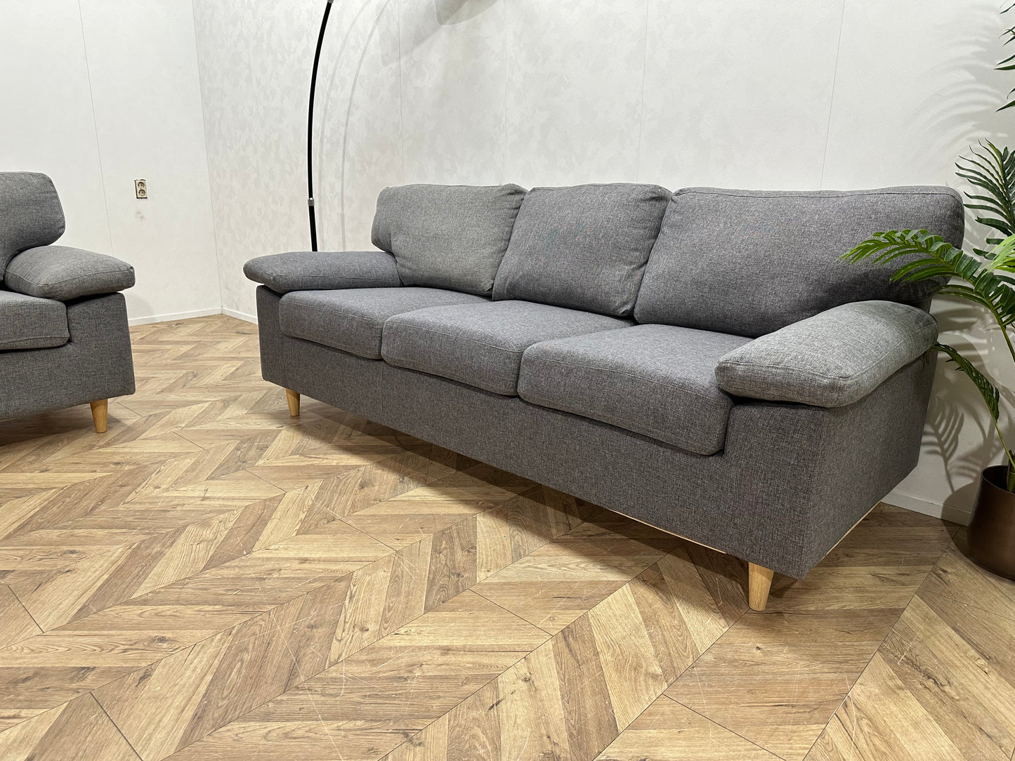 Licht Grijze Banken Set ~ Losse Rugkussens