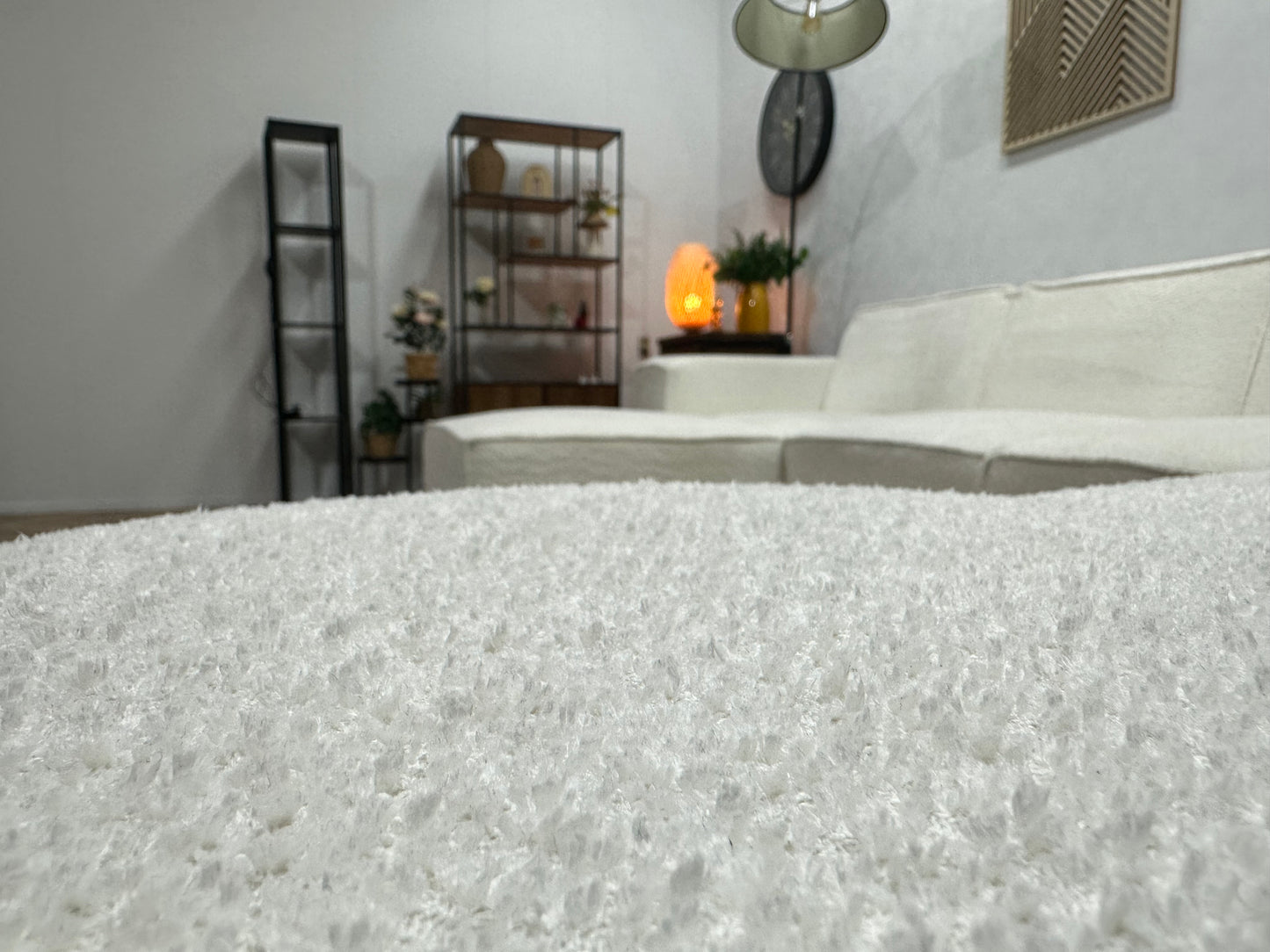 !Showroommodel! Witte Bouclé Stoffen U Bank