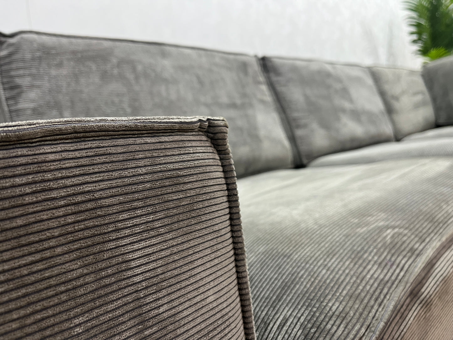 WOOOD Licht Grijze Ribstof Hoekbank