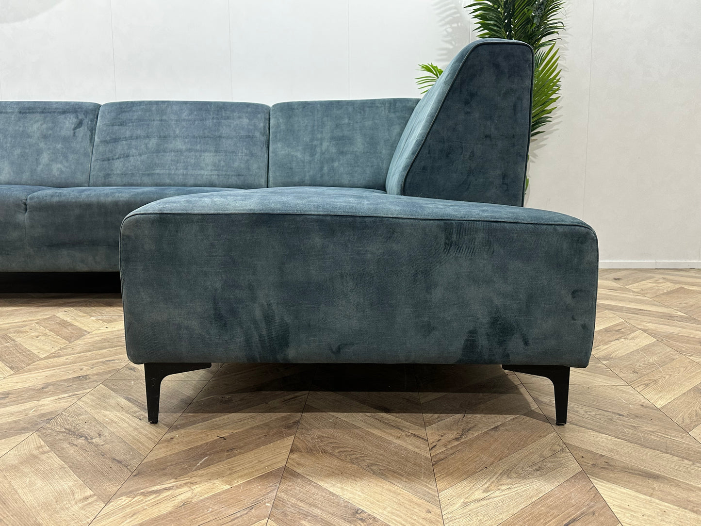 Blauwe Velvet Hoekbank ~ Nieuwstaat