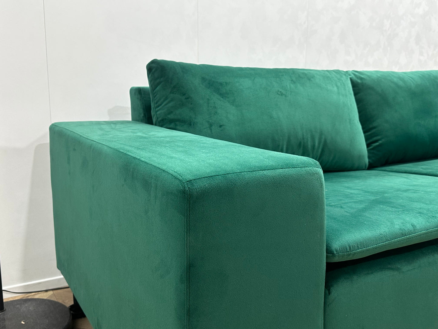 Groene Velvet Hoekbank ~ Losse Kussens Met Afneembare Hoezen
