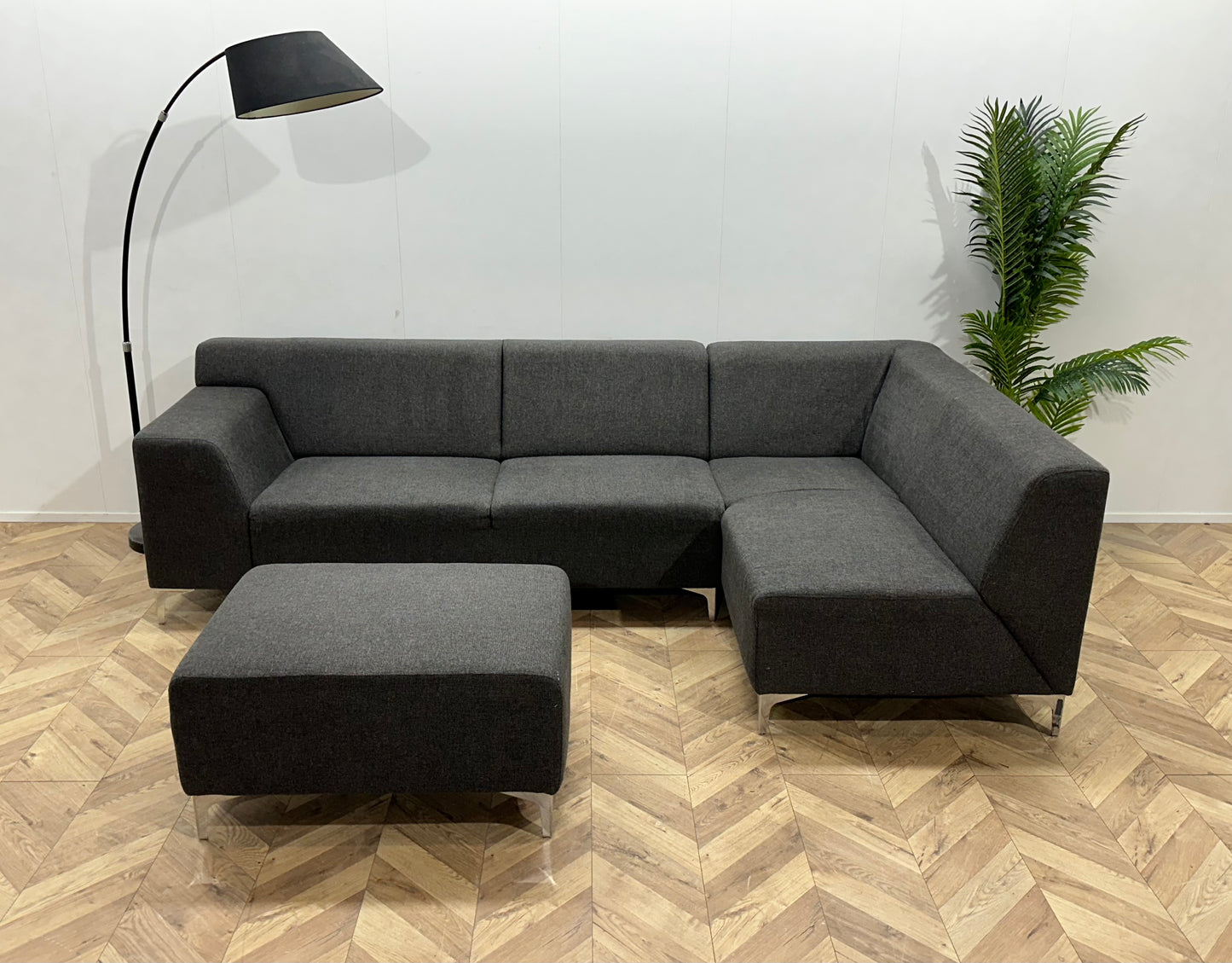 Antraciet Hoekbank Inc Hocker ~ Vaste Kussens
