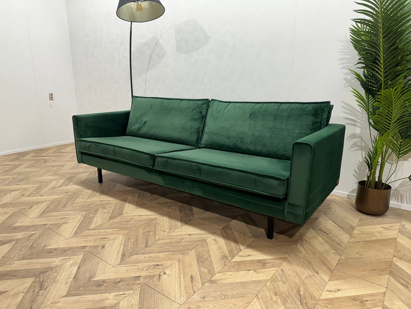 Sissy-Boy Homeland Groene Velvet 2.5-Zits Bank ~ Losse Kussens Met Afneembare Hoezen