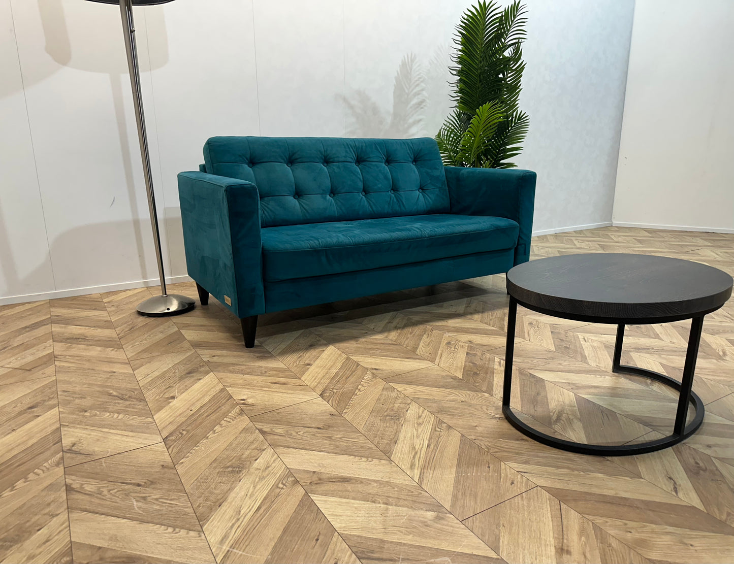 Umix Blauwe Velvet 2.5-Zits Bank ~ Losse Rugkussen met Afneembare Hoes