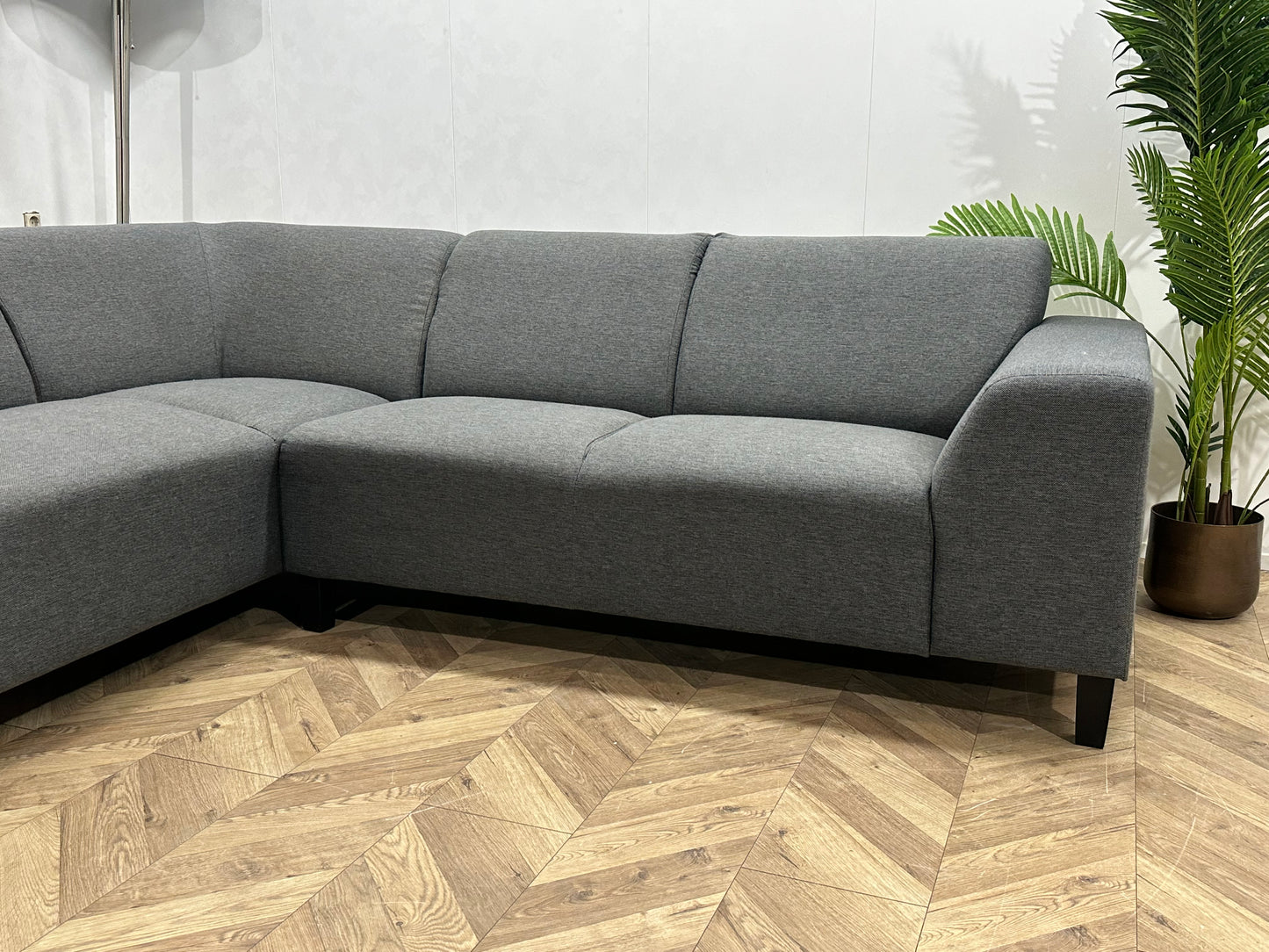 Antraciet Hoekbank Inc Hocker ~ Vaste Kussens