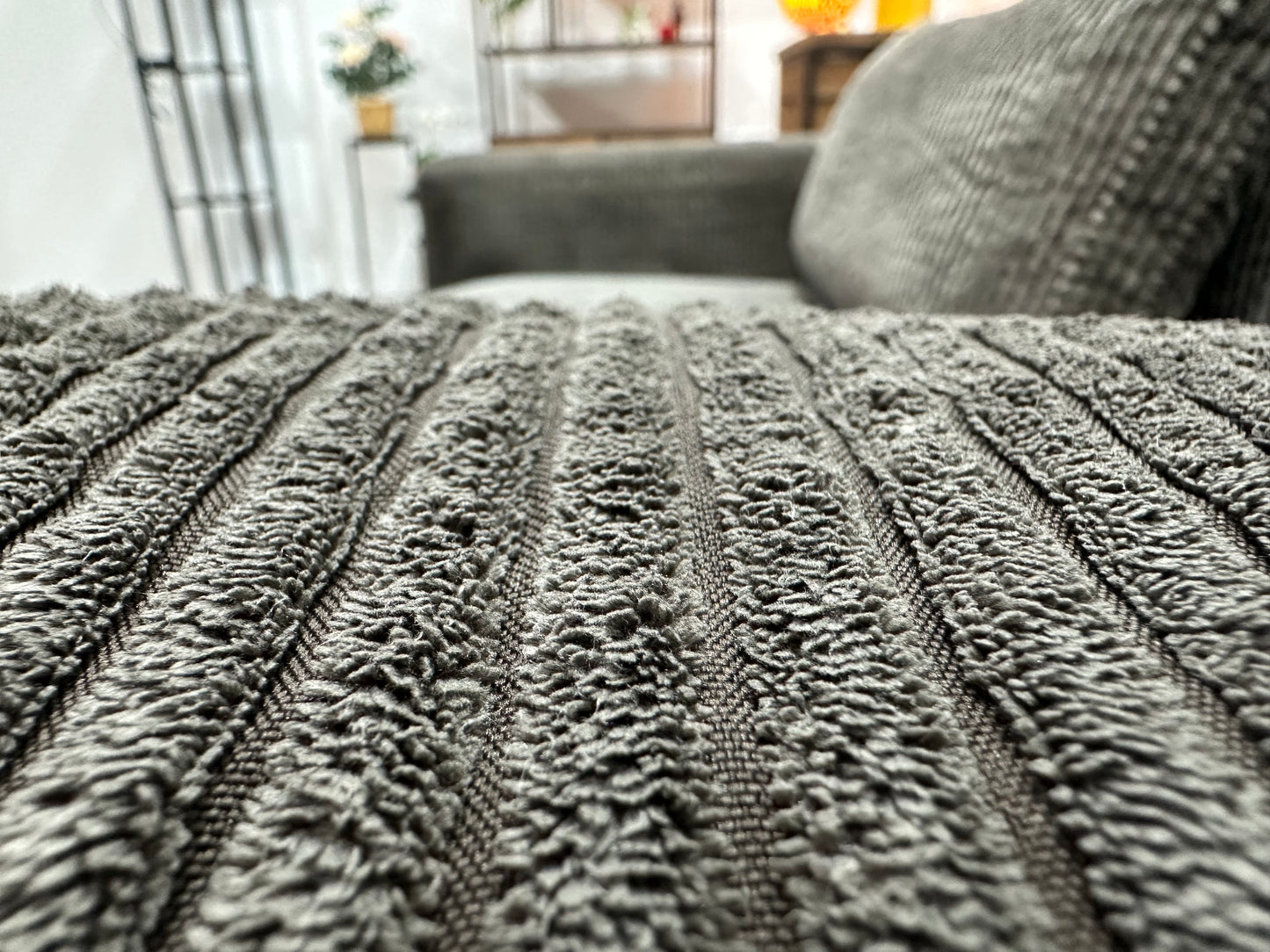 Antraciet Ribstof 2.5-Zits Bank ~ Losse Kussens Met Afneembare Hoezen