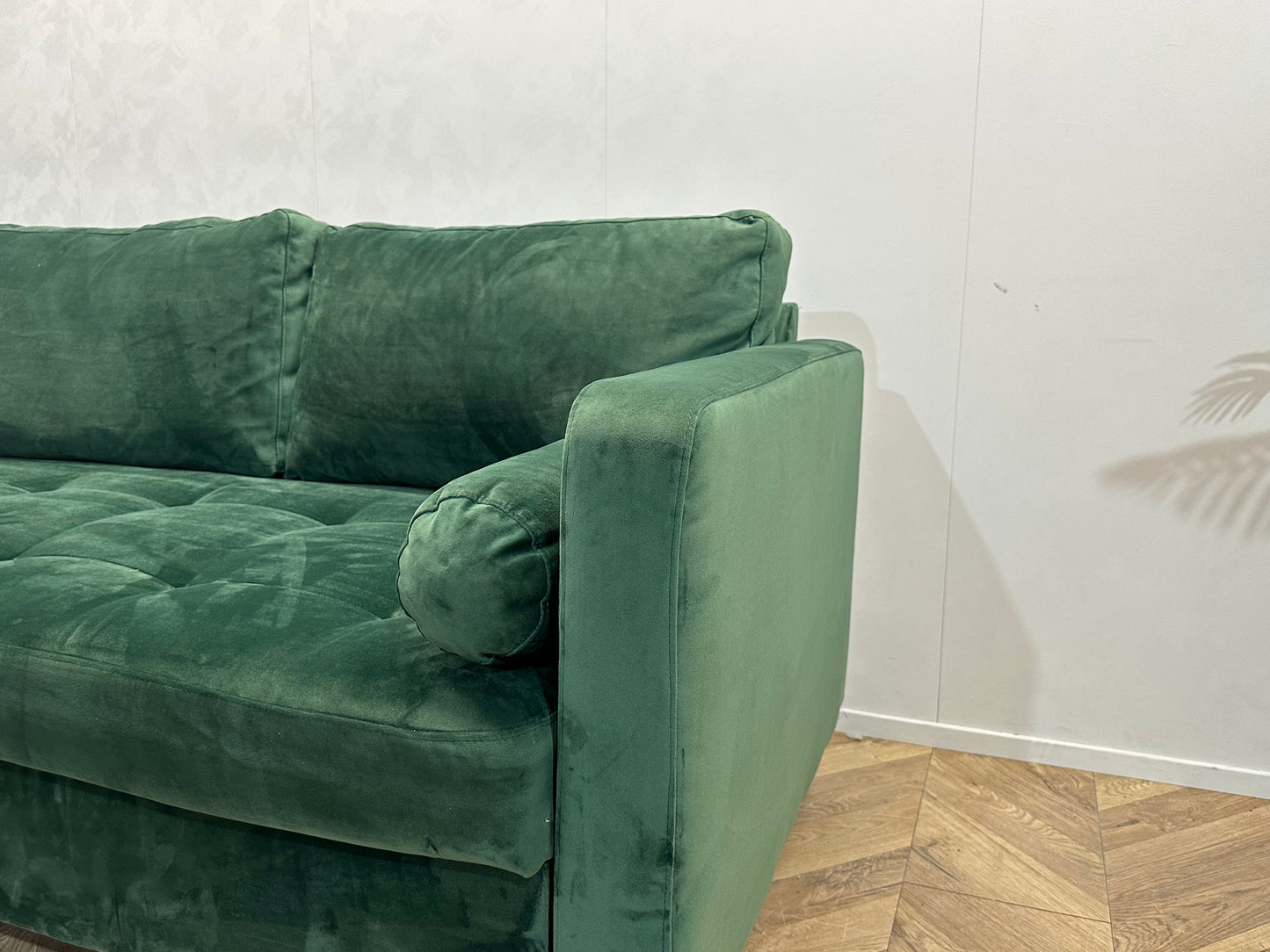 Groene Velvet Hoekbank ~ Opbergruimte ~ Nieuwstaat