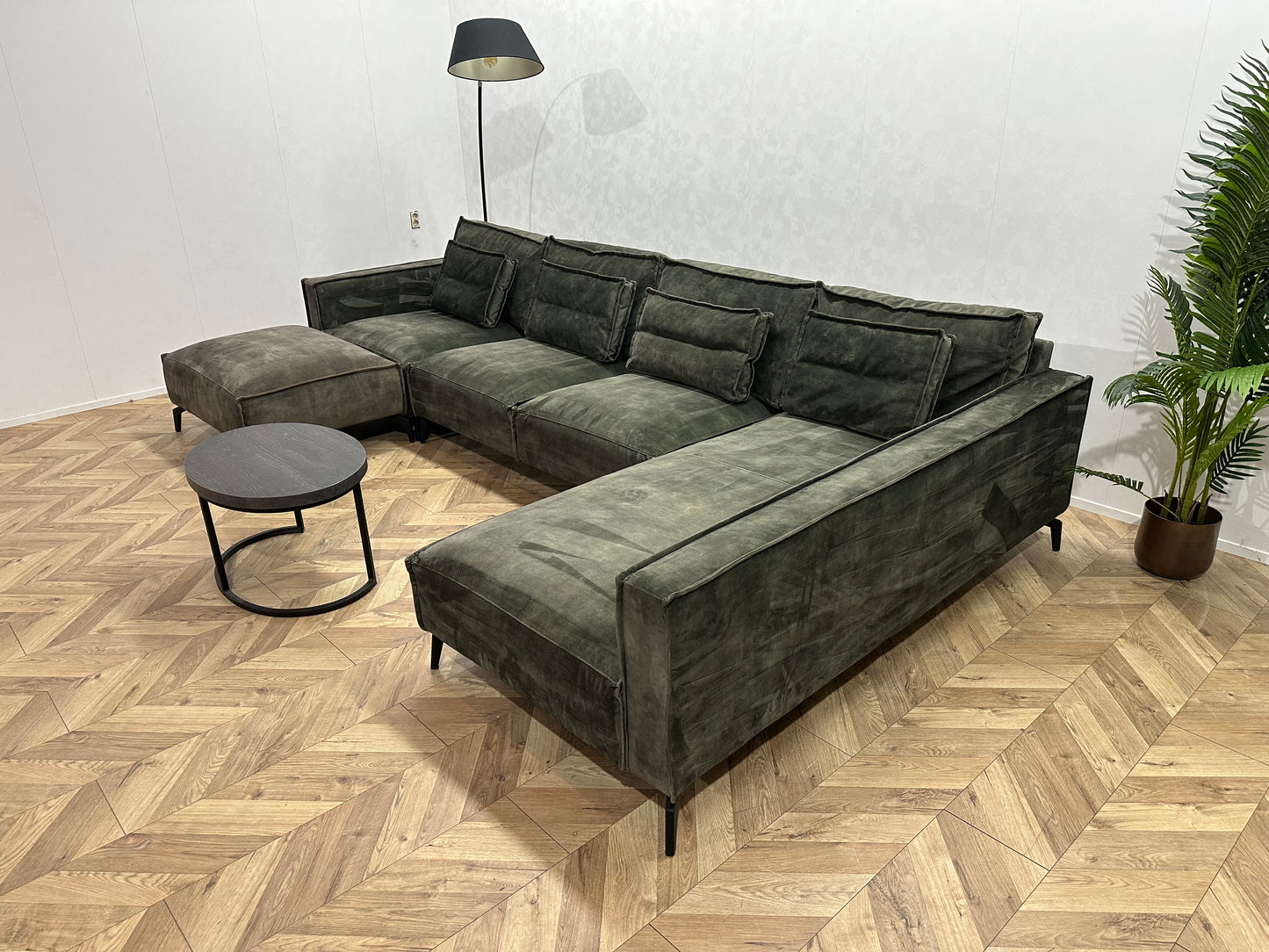 Room108 Groene Velvet U Bank ~ Losse Kussens Met Afneembare Hoezen