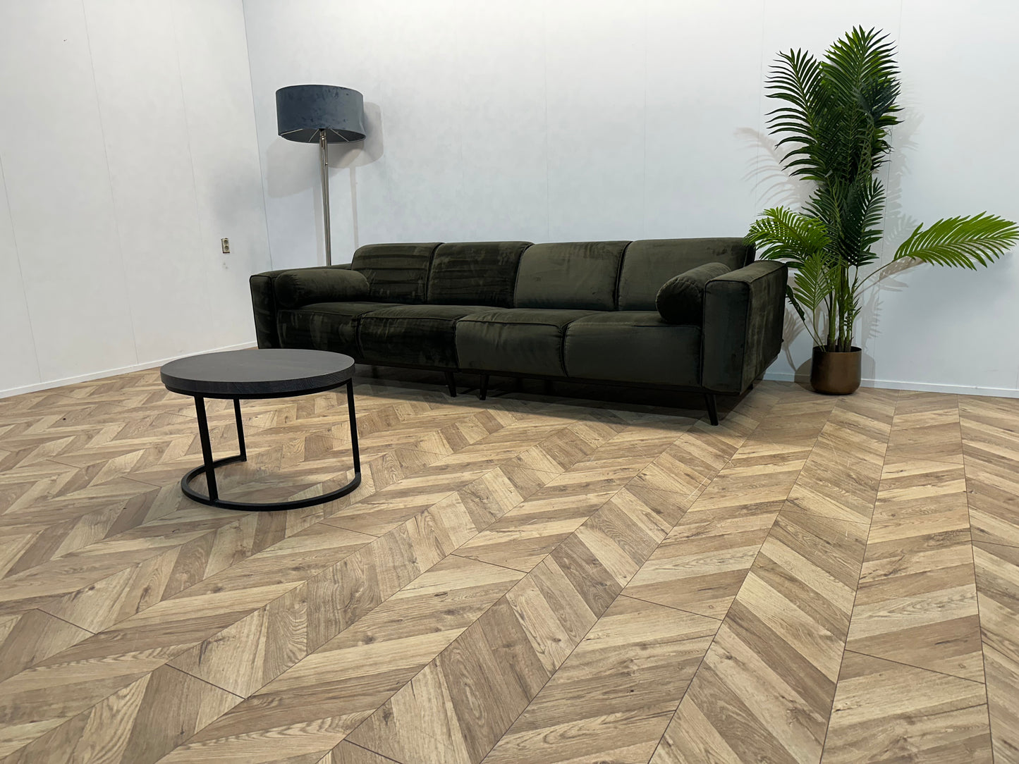 Be Pure Groene Velvet 4-Zits Bank ~ Vaste Kussens