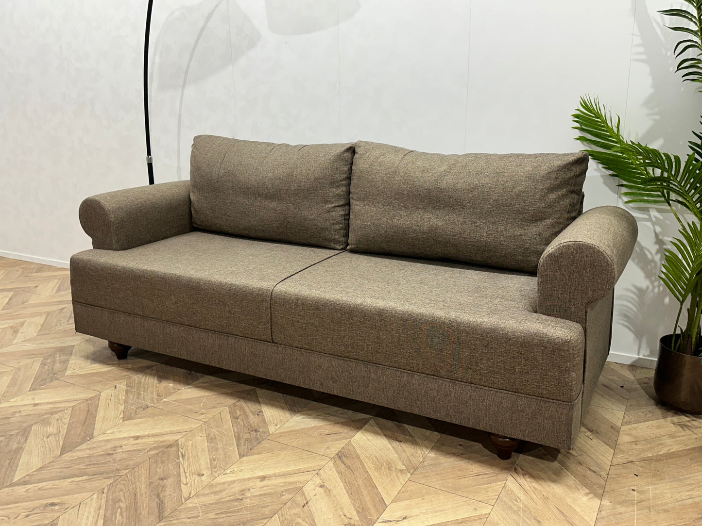 Evdebiz Beige 2.5-Zits Bank Inc Hocker ~ Losse Rugkussens Met Afneembare Hoezen