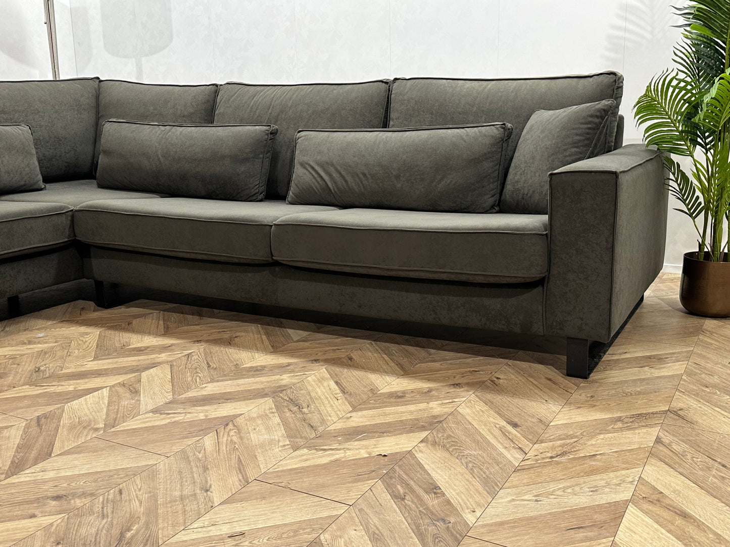 Antraciet Velvet Hoekbank ~ Losse Kussens Met Afneembare Hoezen
