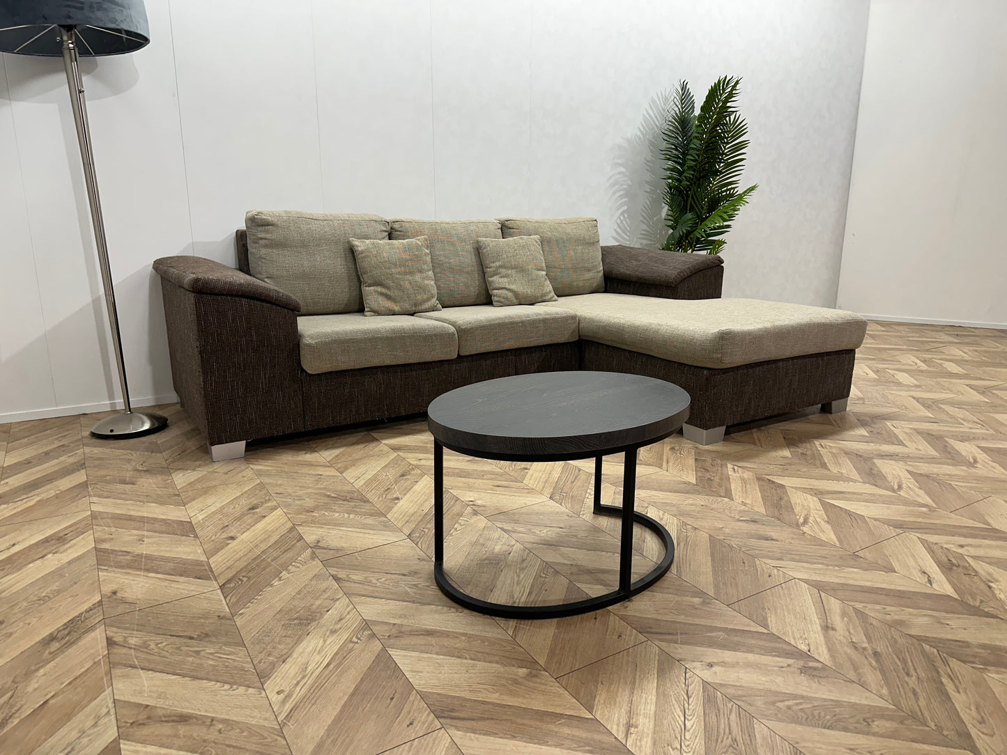 Bruin/Beige Hoekbank ~ Losse Kussens