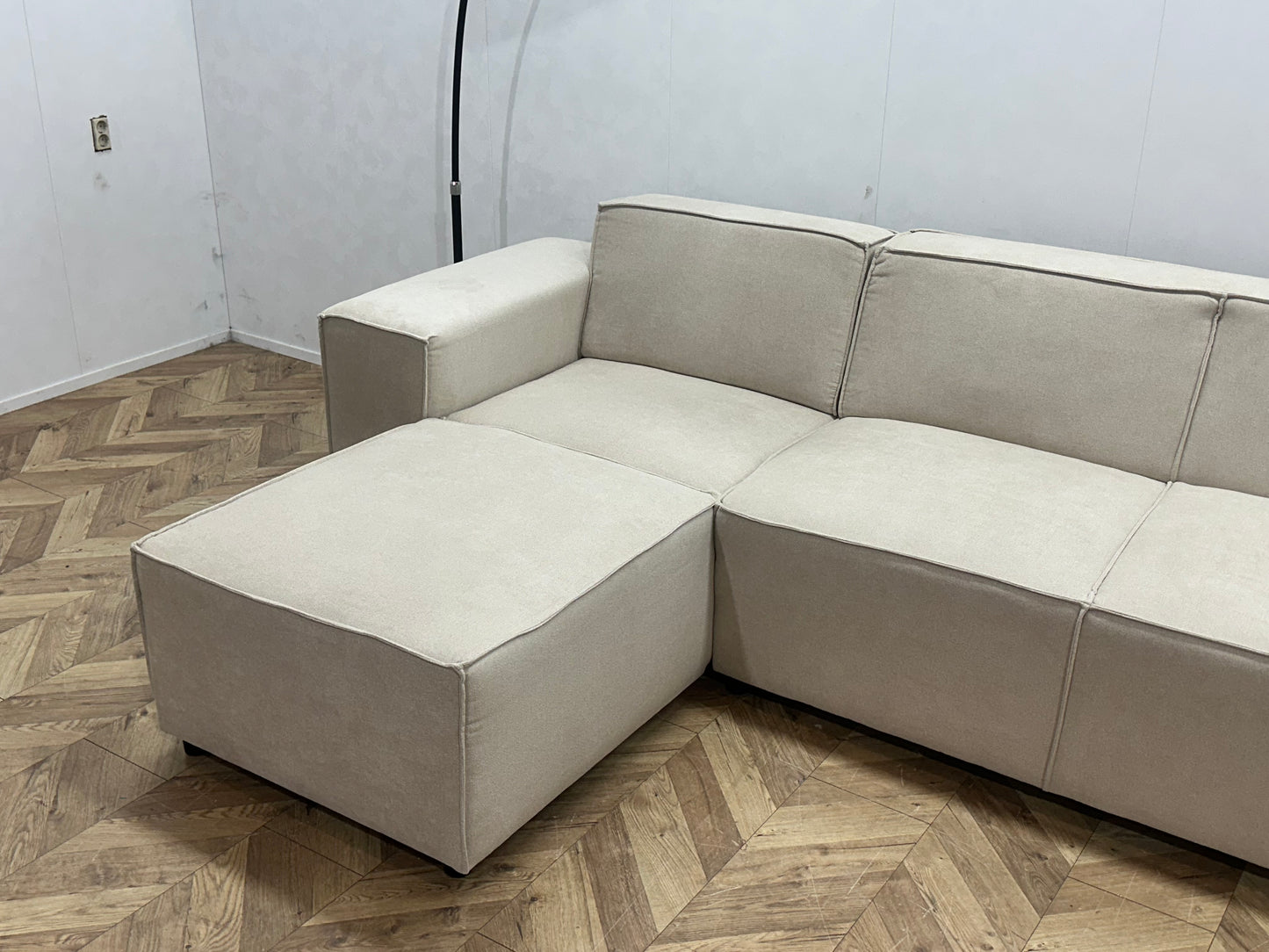 !Showroommodel! Crème Suède Stoffen U Bank