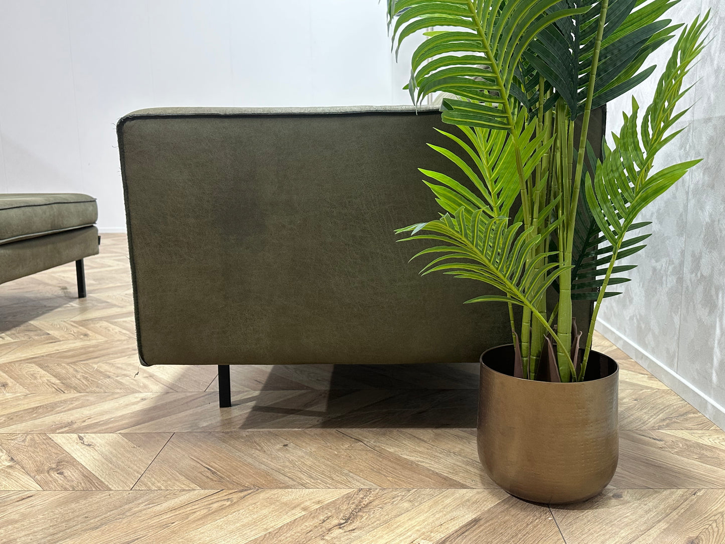 Groene Suède Lederen 3-Zits Bank Inc Hocker ~ Losse Kussens Met Afneembare Hoezen