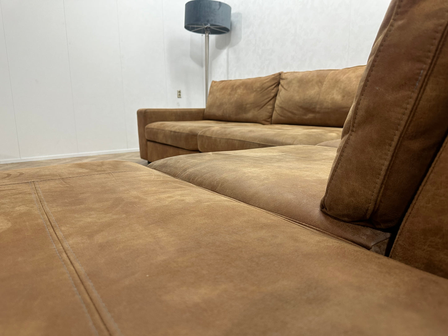 H&H Cognac Bruine Hoekbank ~ Losse Kussens Met Afneembare Hoezen