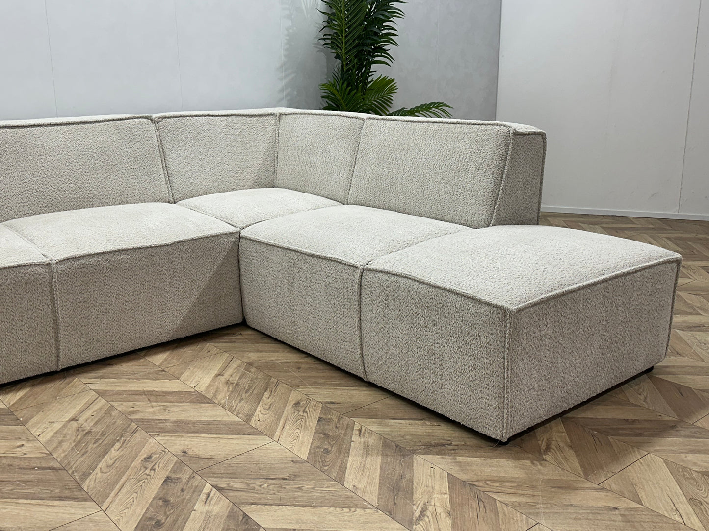 !Showroommodel! Witte/Crème Bouclé Hoekbank