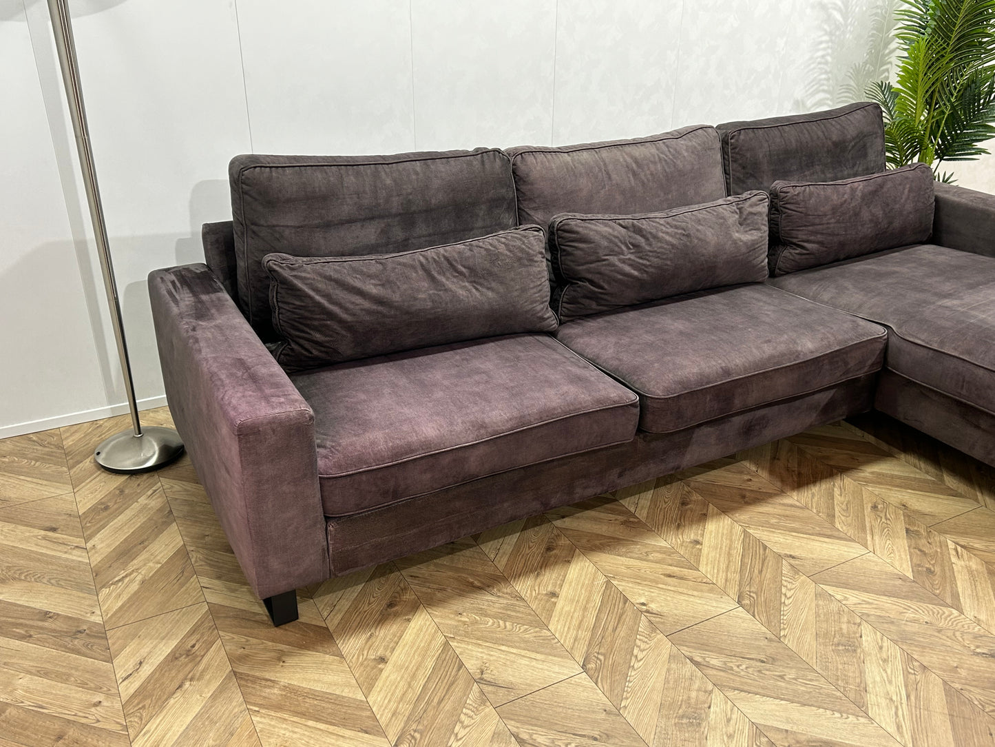 Antraciet Velvet Hoekbank ~ Losse Kussens Met Afneembare Hoezen
