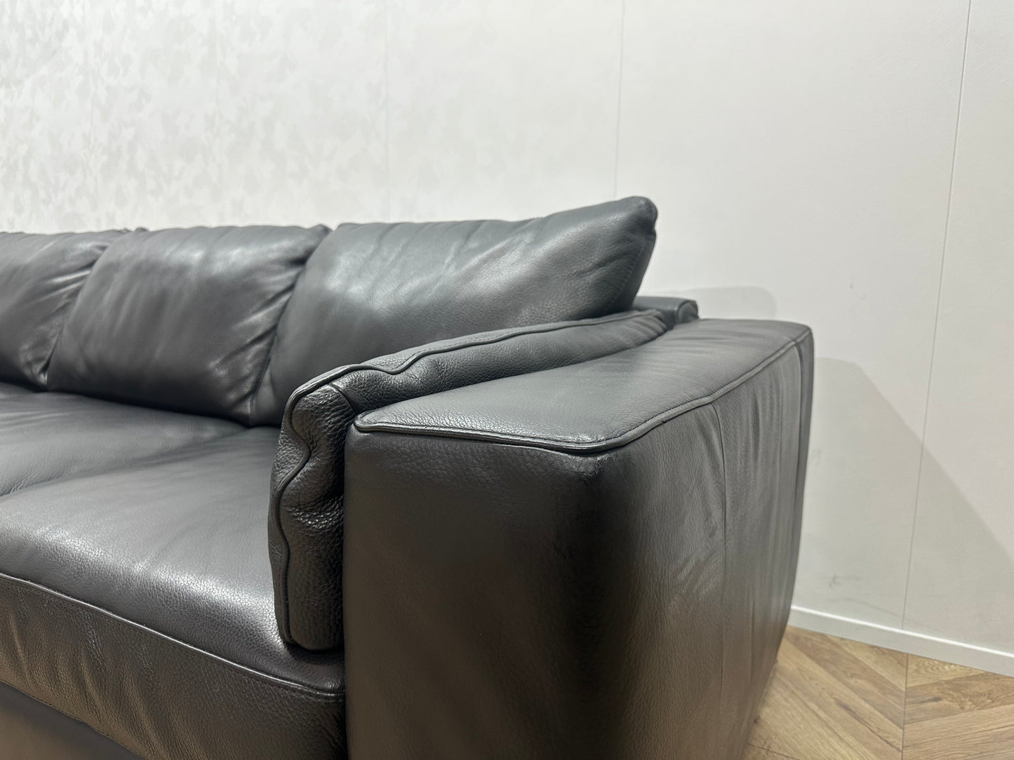 Italsofa Zwart Echt Lederen Hoekbank ~ Losse Rugkussens Met Afneembare Hoezen