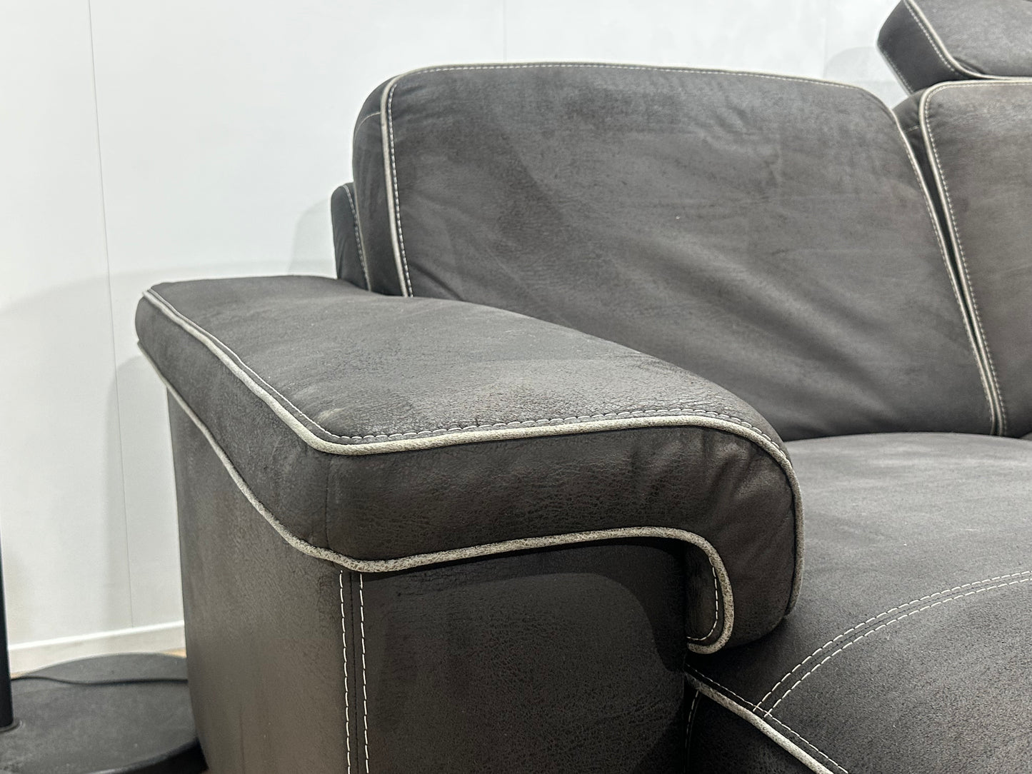 H&H Antraciet Suède Stoffen U Bank ~ Opbergruimte
