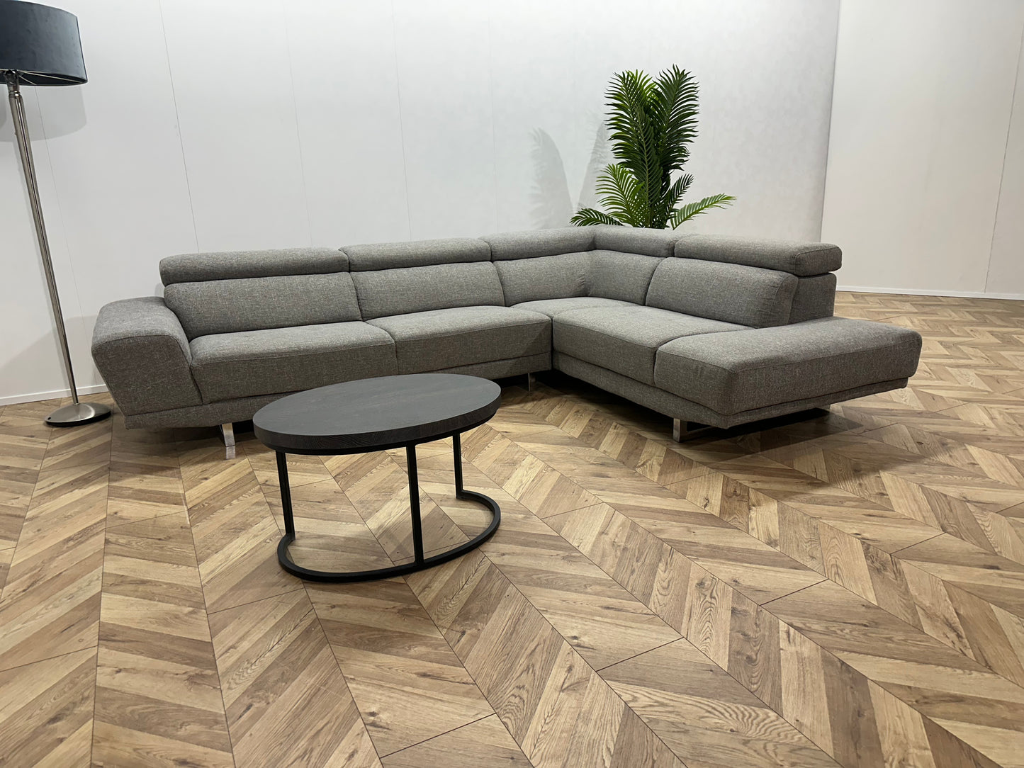 Licht Grijze Design Hoekbank ~ Verstelbare Hoofdsteunen