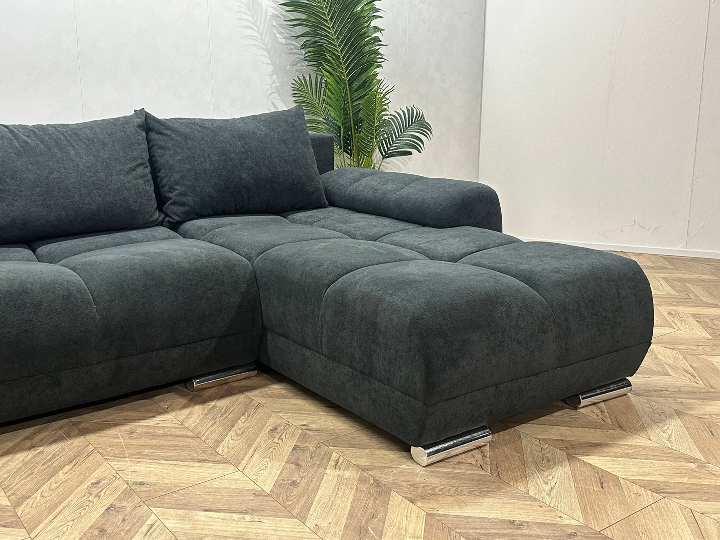 !Showroommodel! Antraciet Suède Stoffen U Bank