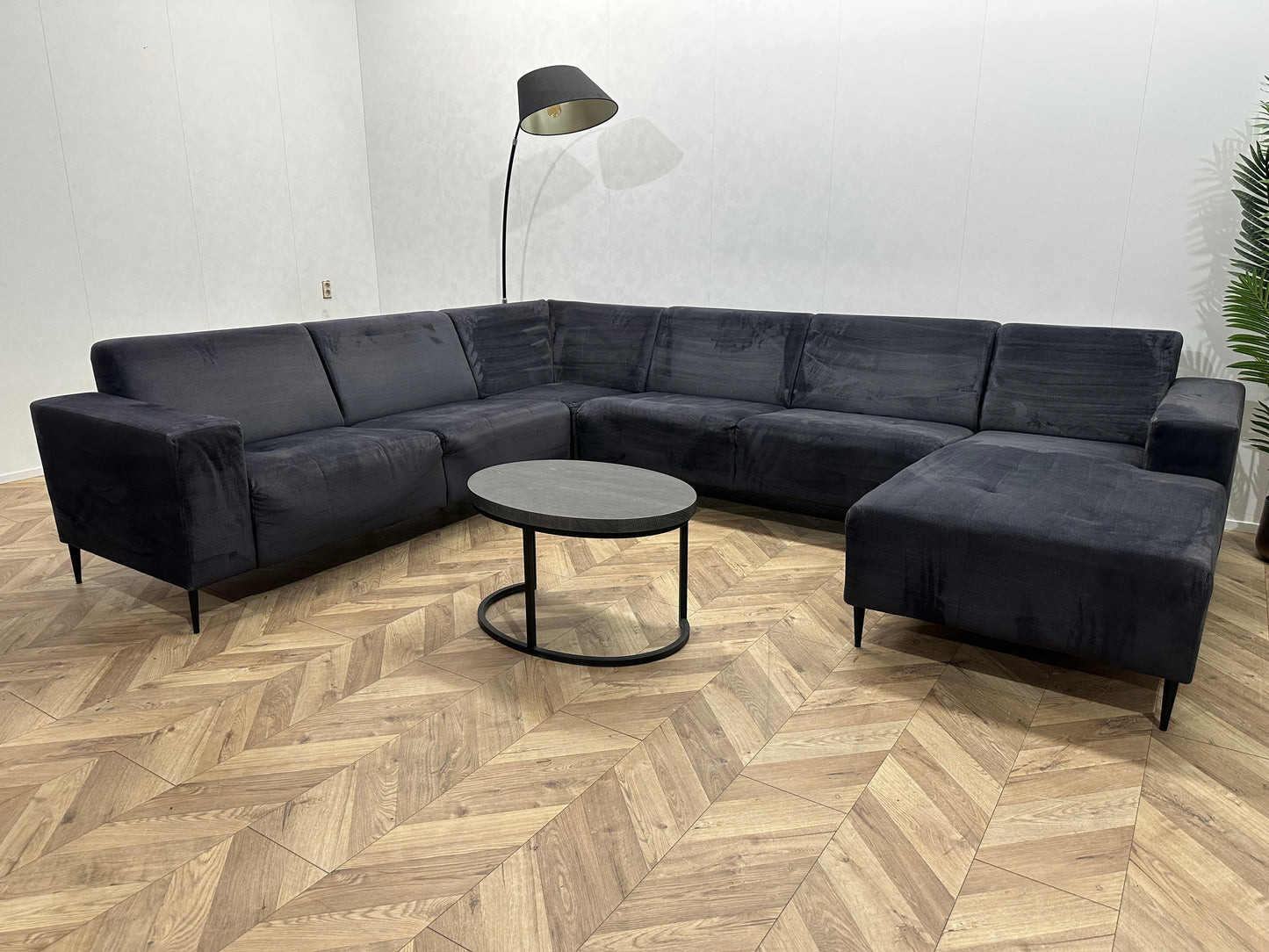 Antraciet Velvet U Bank ~ Vaste Kussens
