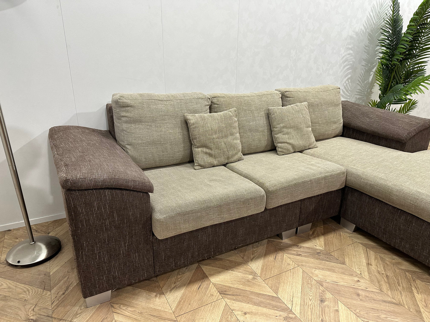 Bruin/Beige Hoekbank ~ Losse Kussens