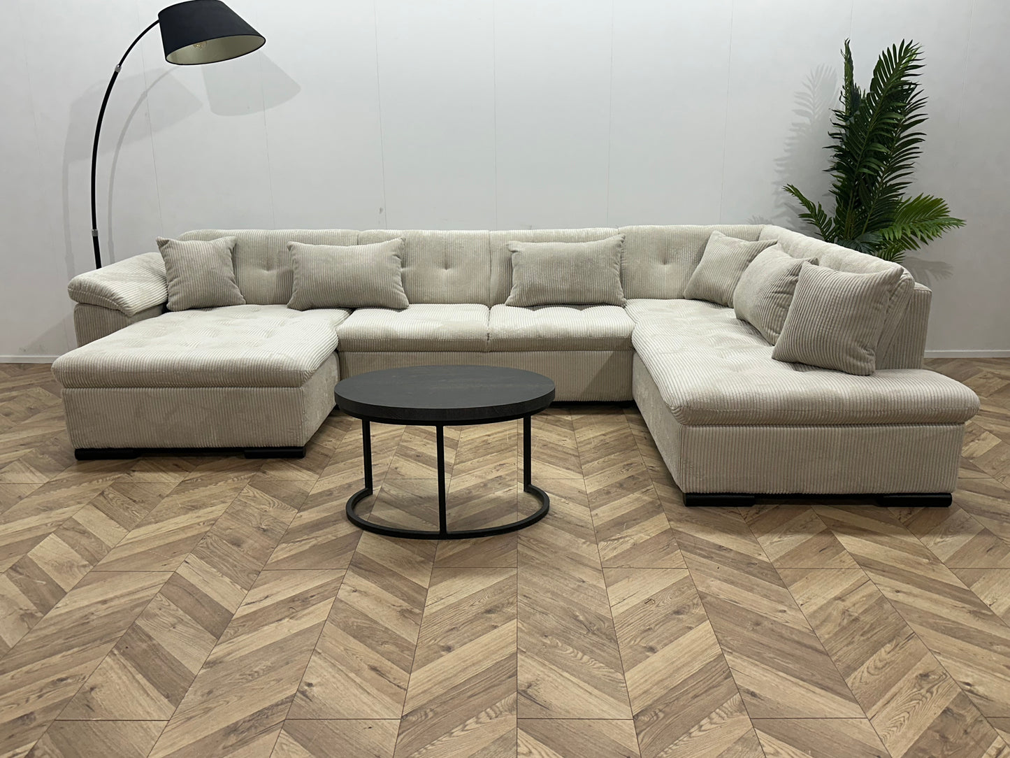 !Showroommodel! Witte/Crème Ribstof U Bank
