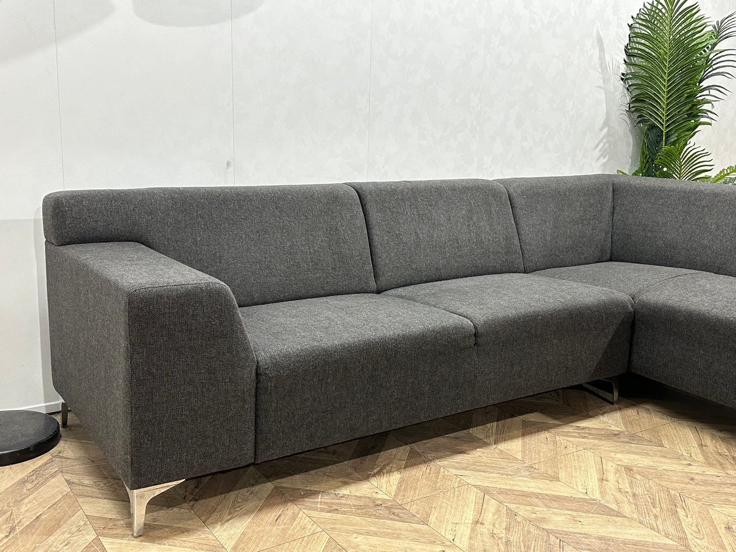 Antraciet Hoekbank Inc Hocker ~ Vaste Kussens