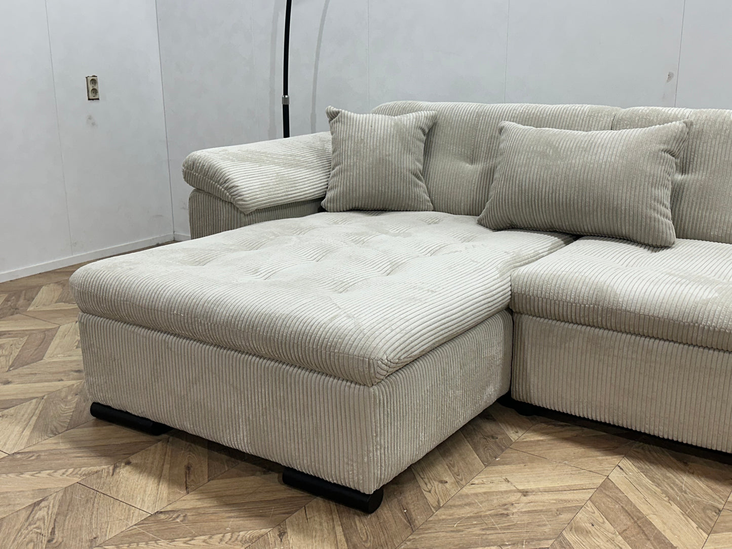 !Showroommodel! Witte/Crème Ribstof U Bank