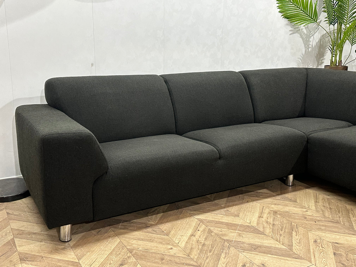 Antraciet Hoekbank ~ Vaste Kussens