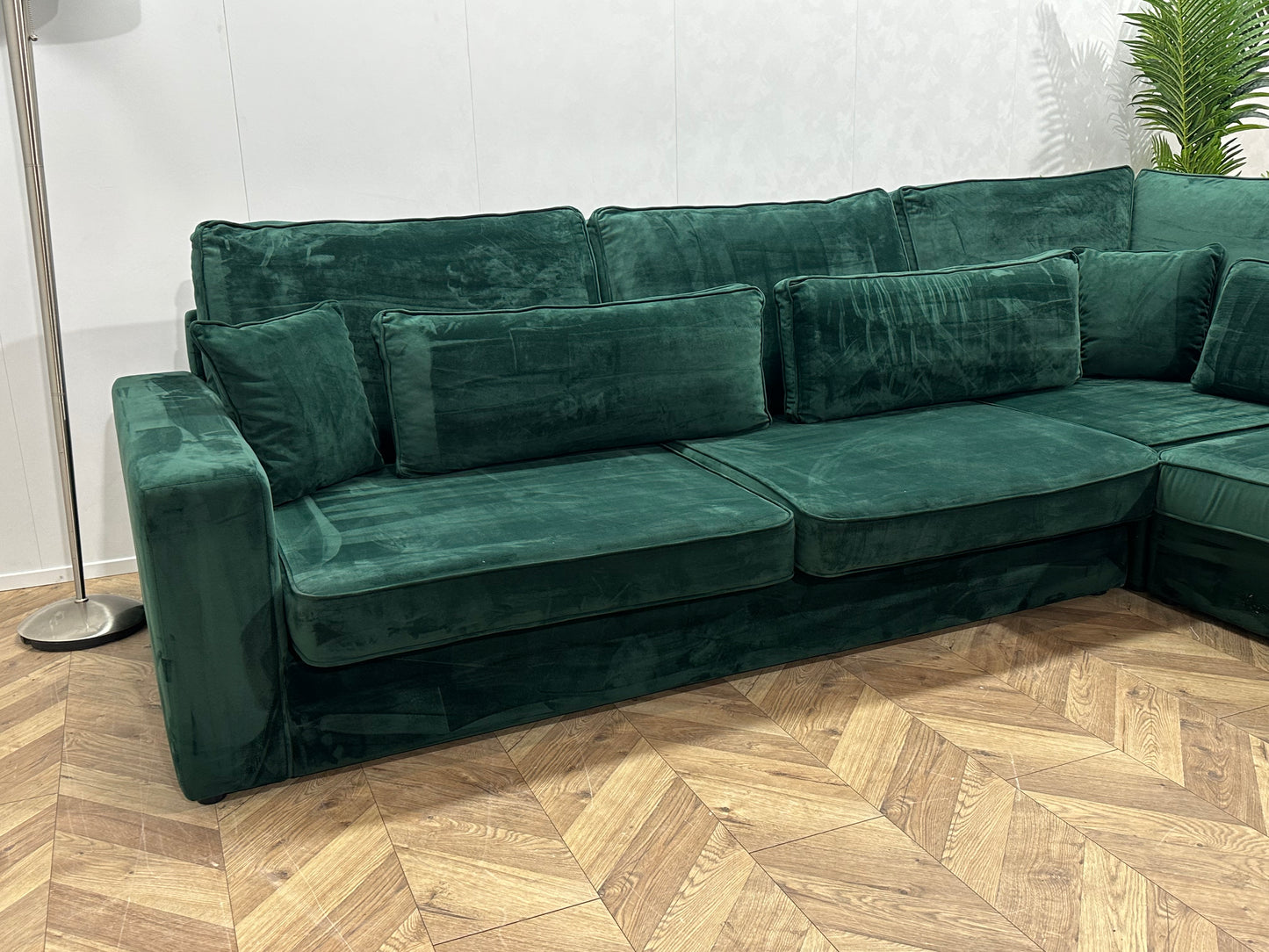 Groene Velvet Hoekbank ~ Nieuwstaat