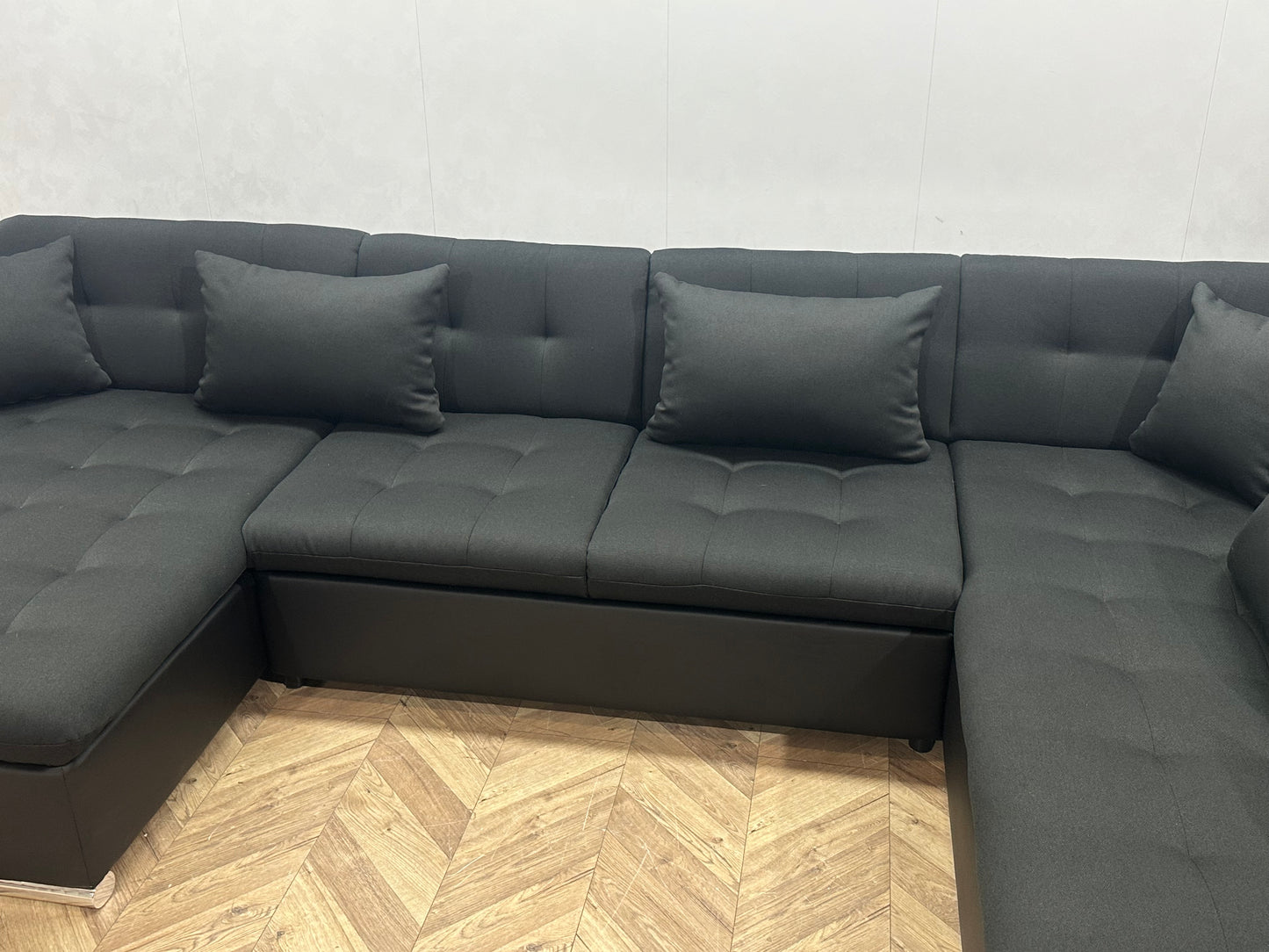 !Showroommodel! Antraciet/Zwarte Stoffen/Lederen U Bank