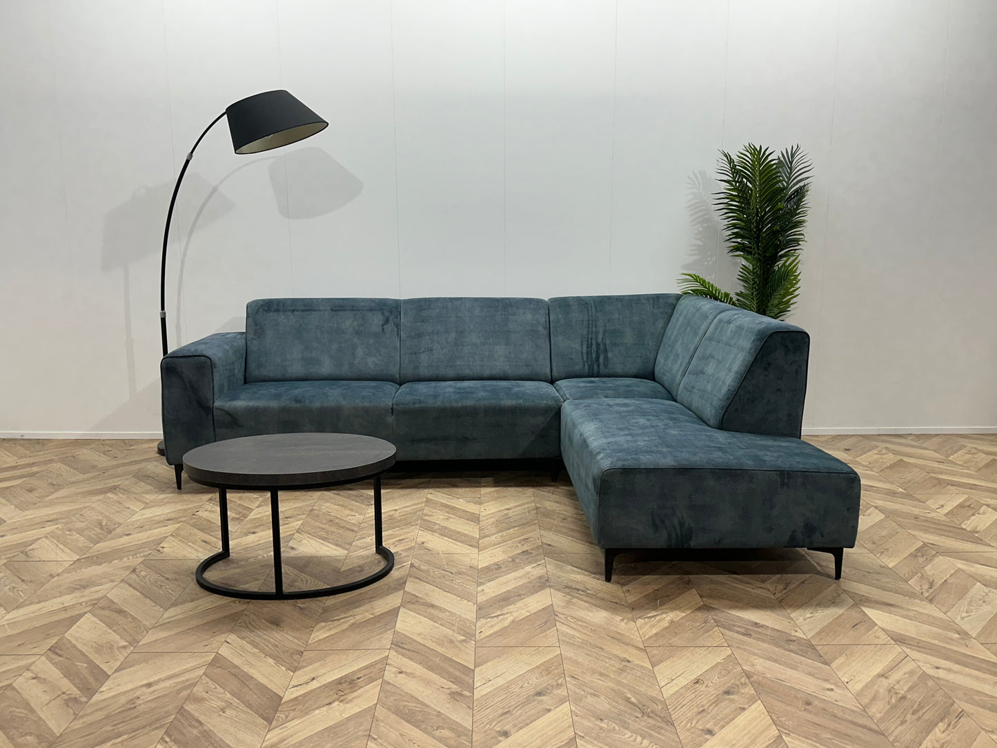 Blauwe Velvet Hoekbank ~ Nieuwstaat