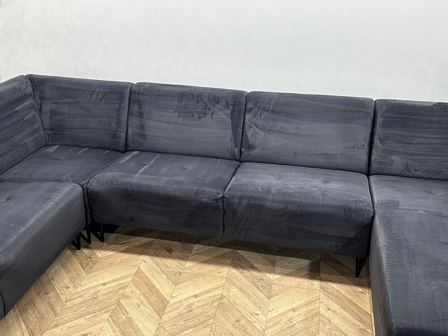 Antraciet Velvet U Bank ~ Vaste Kussens