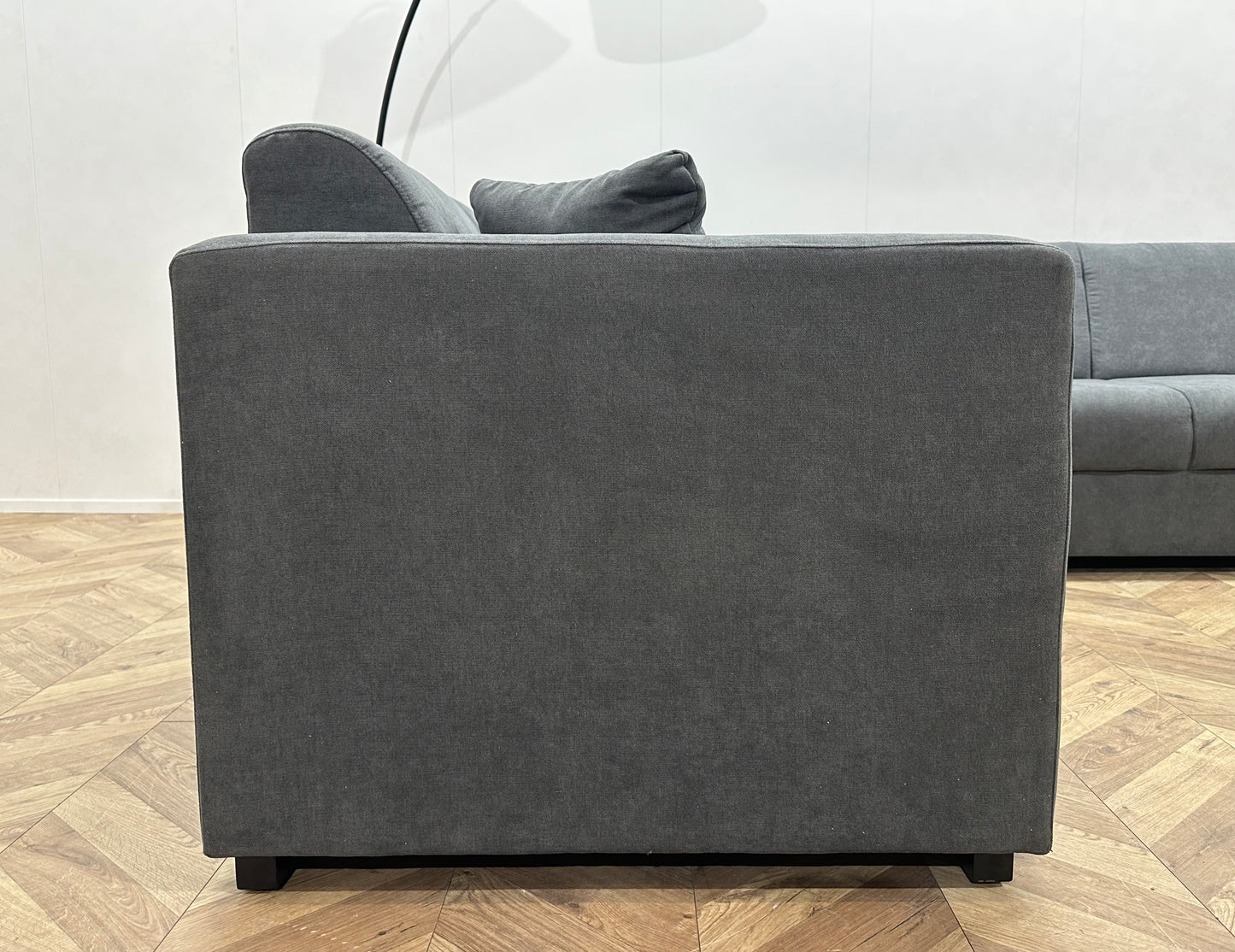 !Showroommodel! Antraciet Suède Stoffen Hoekbank