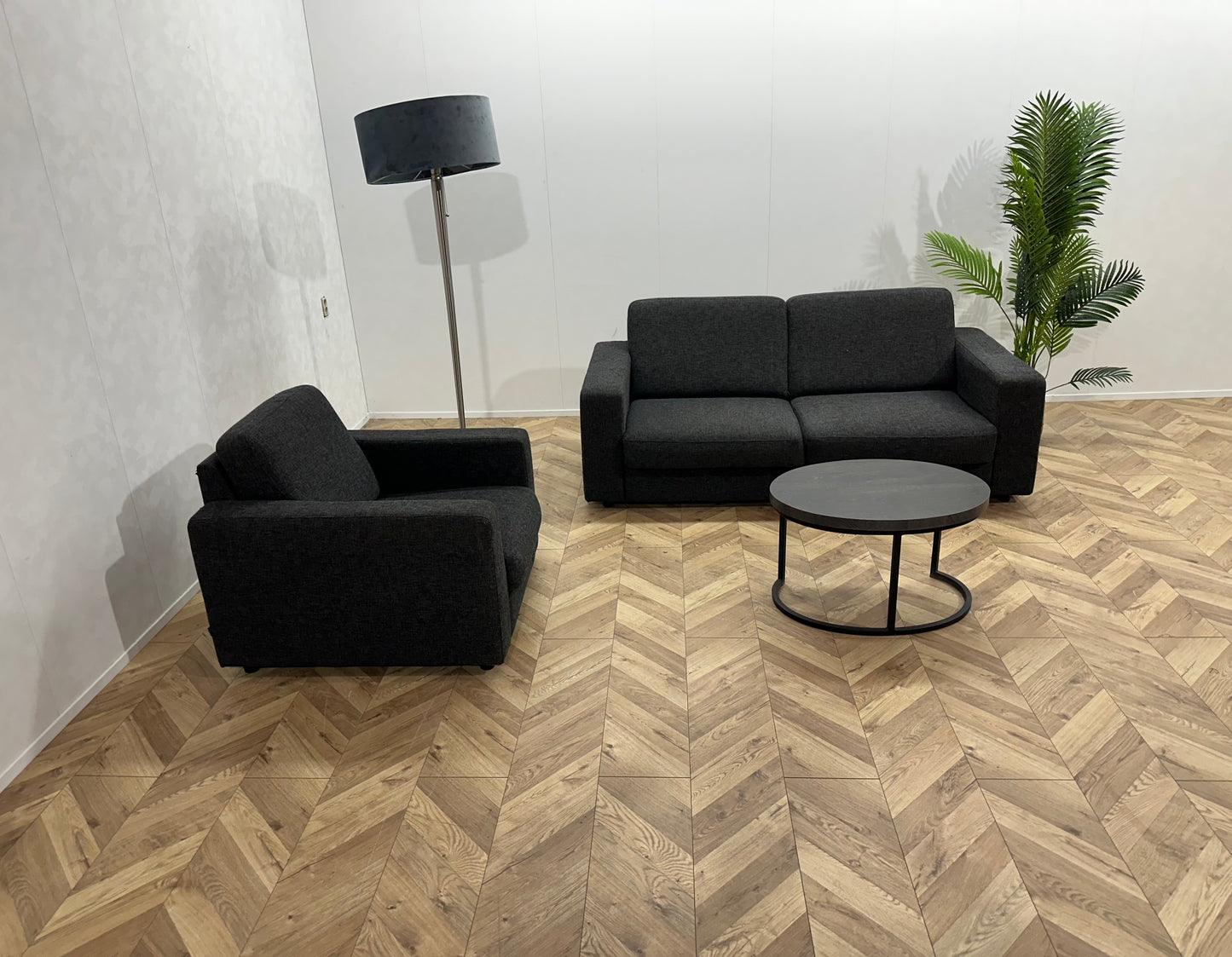 N-Joy Antraciet 2,5-Zits Bank Inc. Fauteuil ~ Vaste Kussens
