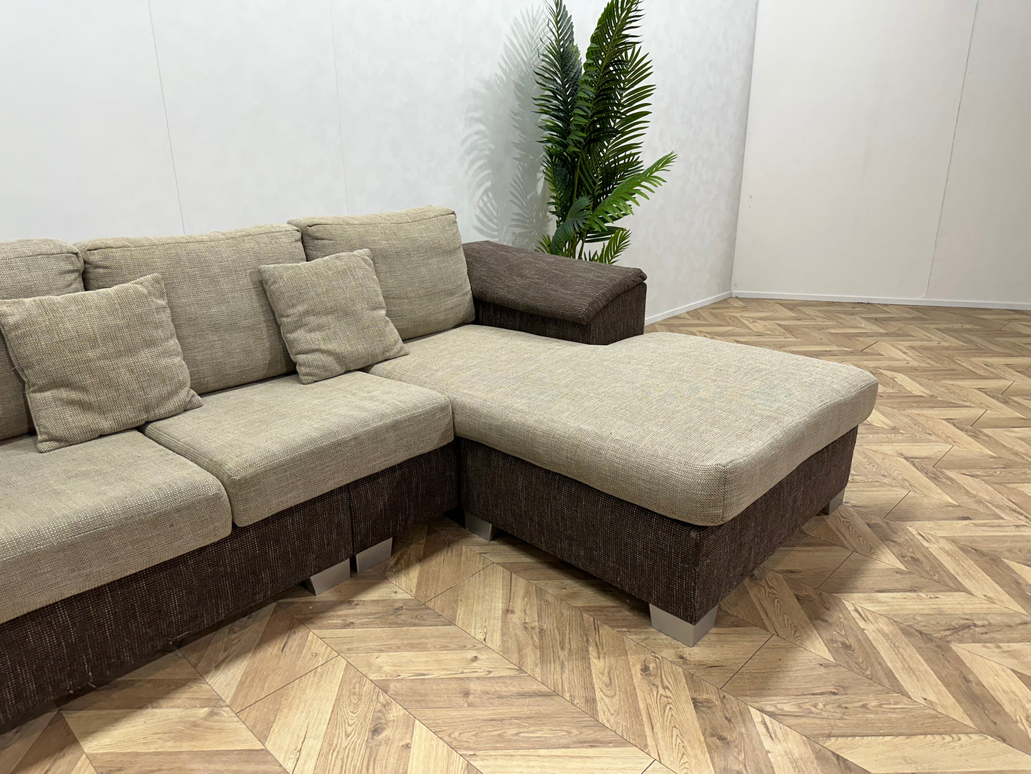 Bruin/Beige Hoekbank ~ Losse Kussens