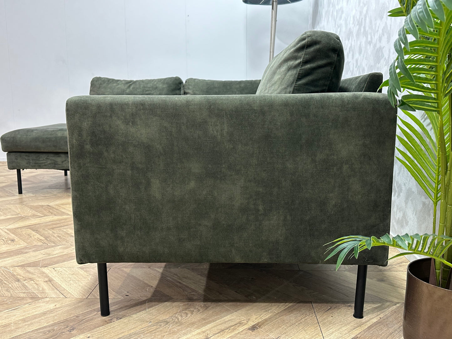Groene Velvet Hoekbank ~ Losse Kussens Met Afneembare Hoezen