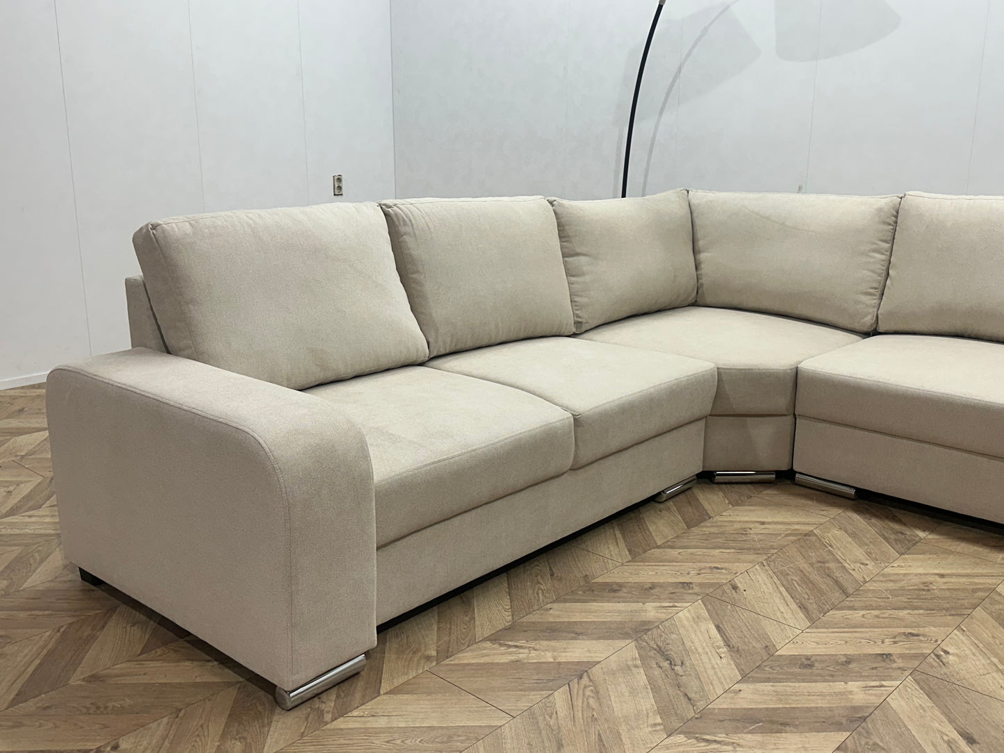 !Showroommodel! Crème Suède Stoffen U Bank