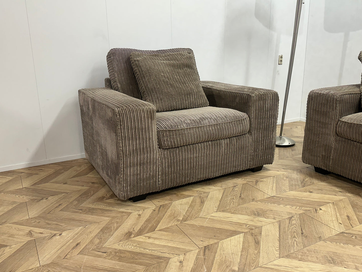 PuraVida Beige Ribstof Banken Set ~ Losse Kussens Met Afneembare Hoezen