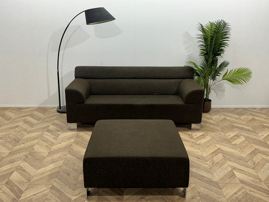 Bruine 2.5-Zits Bank Inc Hocker ~ Vaste Kussens