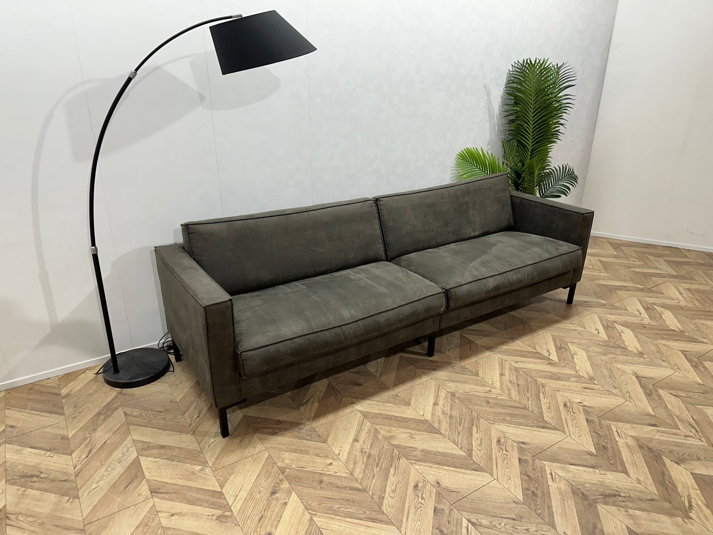 Antraciet Velvet 2.5-Zits Bank ~ Losse Kussens Met Afneembare Hoezen